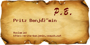 Pritz Benjámin névjegykártya