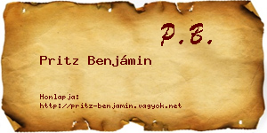 Pritz Benjámin névjegykártya